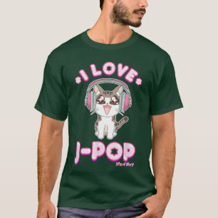 Camiseta Música Pop Japonesa de Anime Jpop de Gato Lindo pa