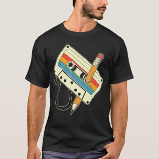 Camiseta Música Retro 80s 90s Mitape Cassetteape Lápiz Nost