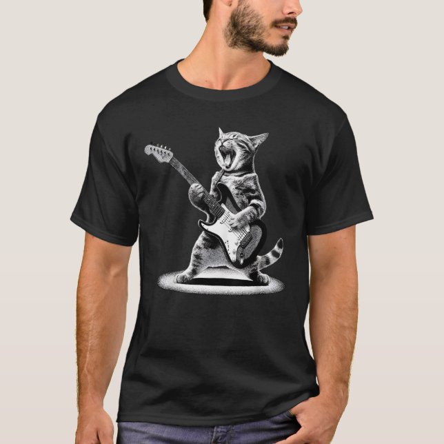 Camiseta Música Rock Retro de Gato (Anverso)