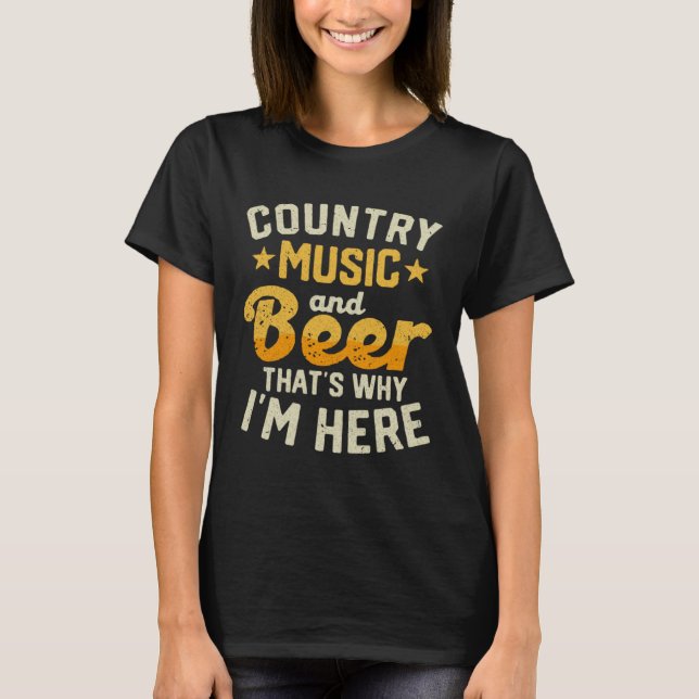 Camiseta Música rural y cerveza por eso estoy aquí guitarra (Anverso)