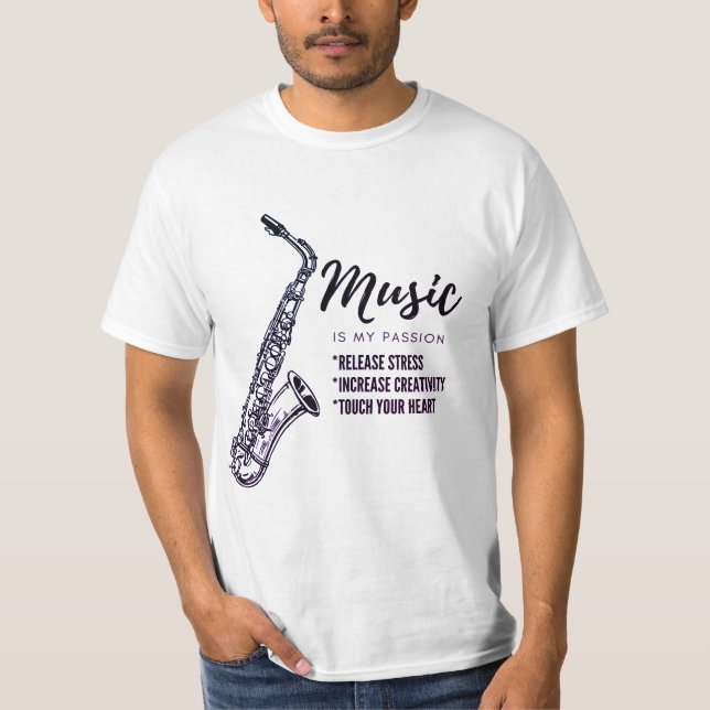 Camiseta Música, saxofón (Anverso)