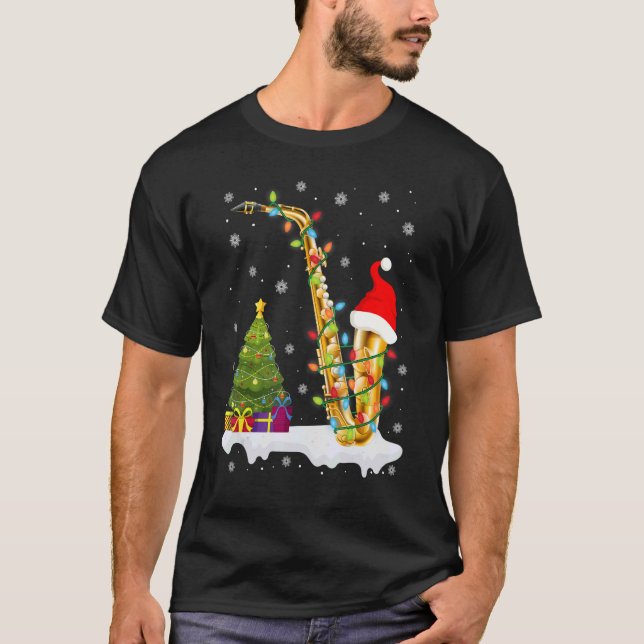 Camiseta Música saxofónica Enfoca a Santa Saxofón (Anverso)