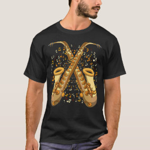 Camiseta Música saxofonista Notas Instrumento musical de ja