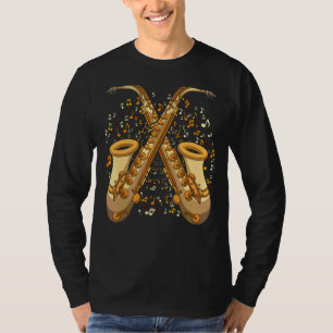 Camiseta Música saxofonista Notas Instrumento musical de ja