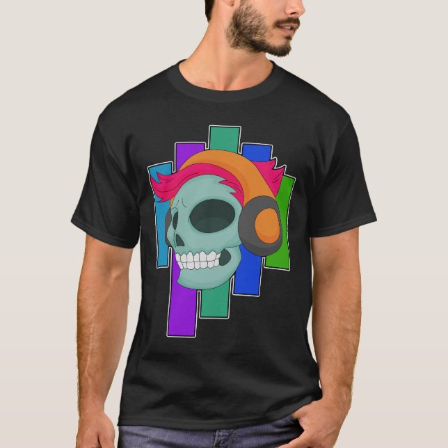 Camiseta Música Skull para audífonos (Anverso)