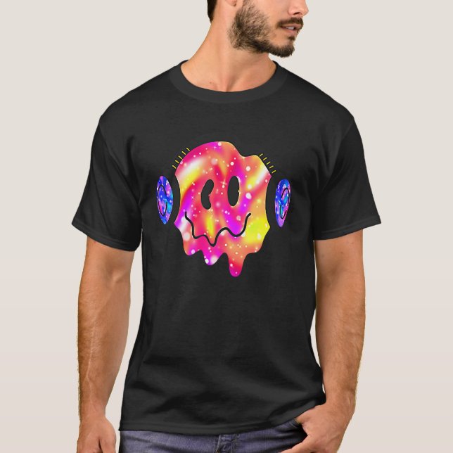 Camiseta Música Sonriente Cara Costume Auriculares Cutos Fe (Anverso)