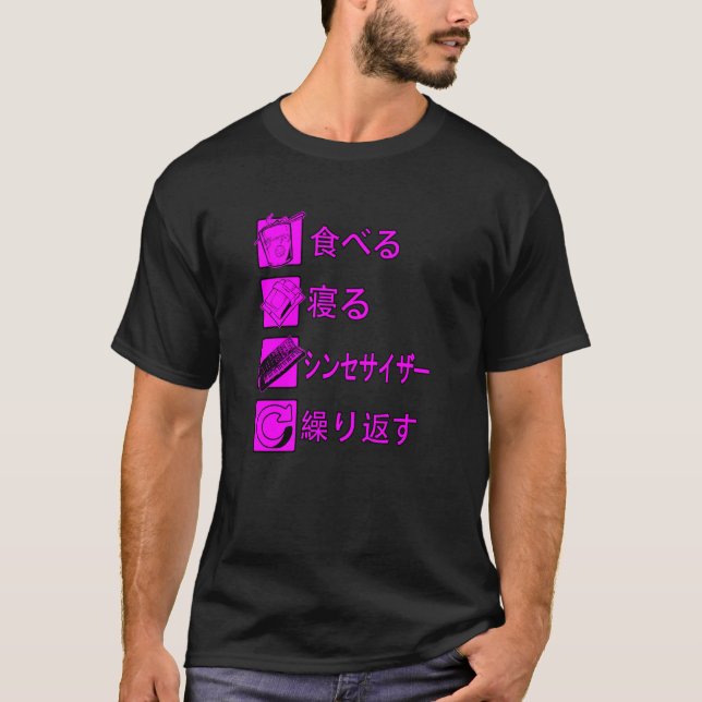Camiseta Música Synthpop New-Wave, Repite Synth-Japonés Si (Anverso)