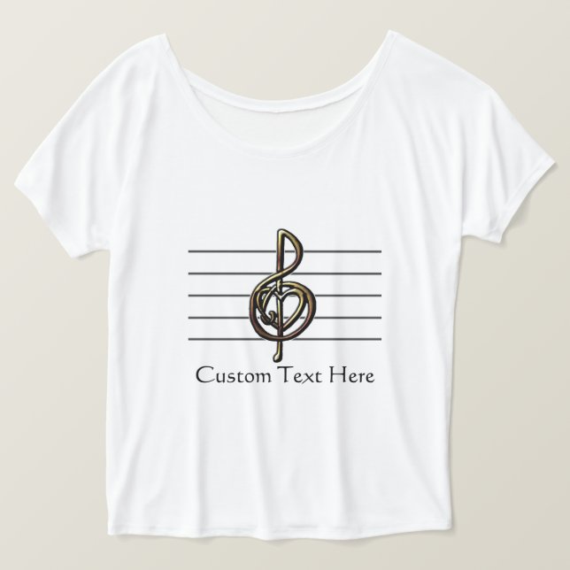 Camiseta Música Treble Clef Heart and Staff (Anverso del diseño)