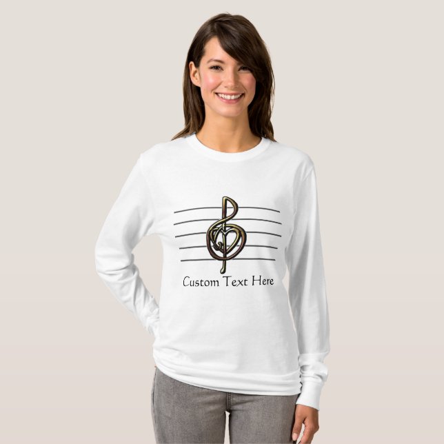 Camiseta Música Treble Clef Heart and Staff (Anverso completo)
