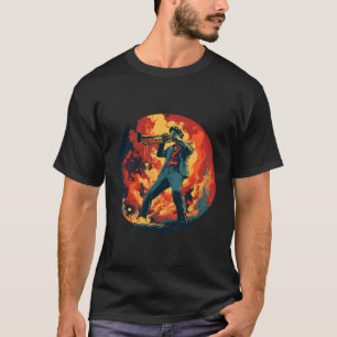 Camiseta Música Trumpet De Guay Con Llamas Para Musicanos Y