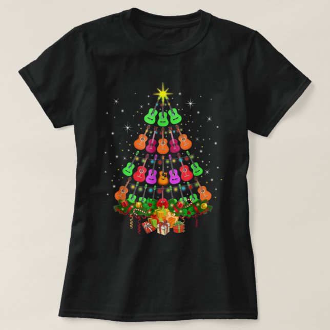 Camiseta Música Ukulele Uke Mele Kalikimaka Árbol de Navida (Diseño del anverso)
