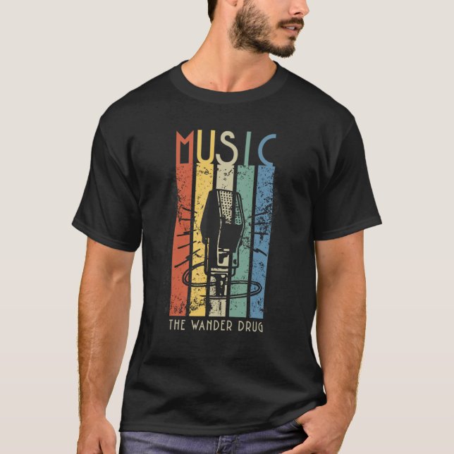 Camiseta Música vintage con micrófono (Anverso)