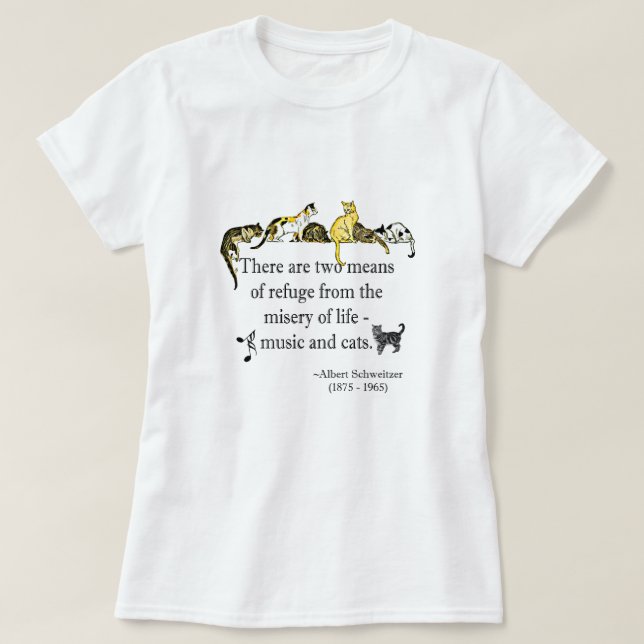 Camiseta Música y cita de los gatos (Diseño del anverso)