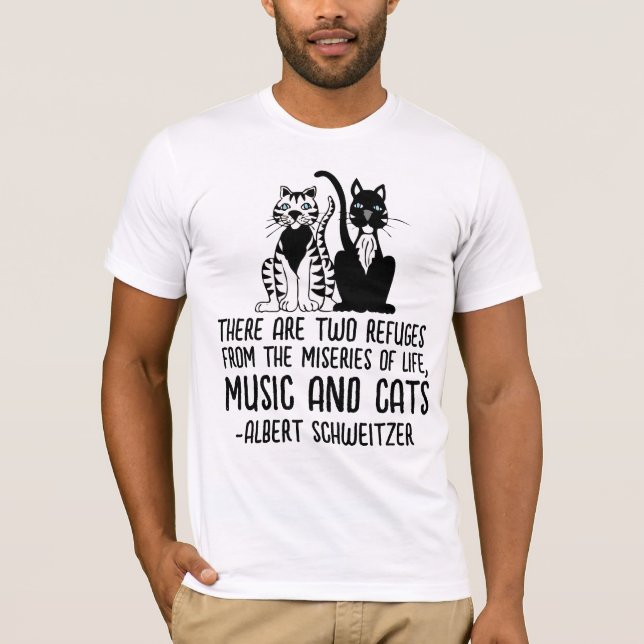 CAMISETA MÚSICA Y GATOS, ALBERT SCHWEITZER CAT QUOTE (Anverso)