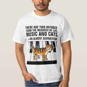 CAMISETA MÚSICA Y GATOS, ALBERT SCHWEITZER CITA CAT