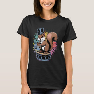 Camiseta Musical Squirrel Drummer Fun Woodland Music Design