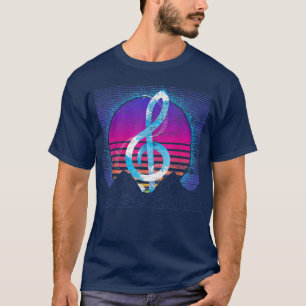 Camiseta Musician Treble Clef Synthwave 80s Vaporwave Retro