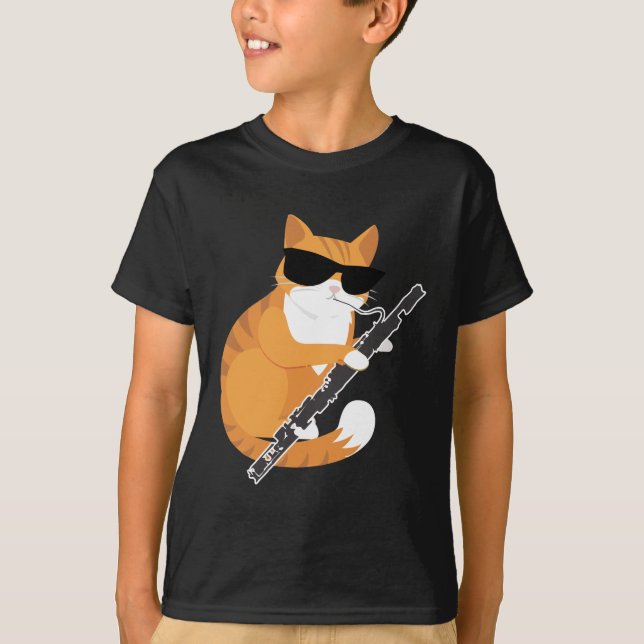 Camiseta Músico Bassón de gafas de sol de gato (Anverso)