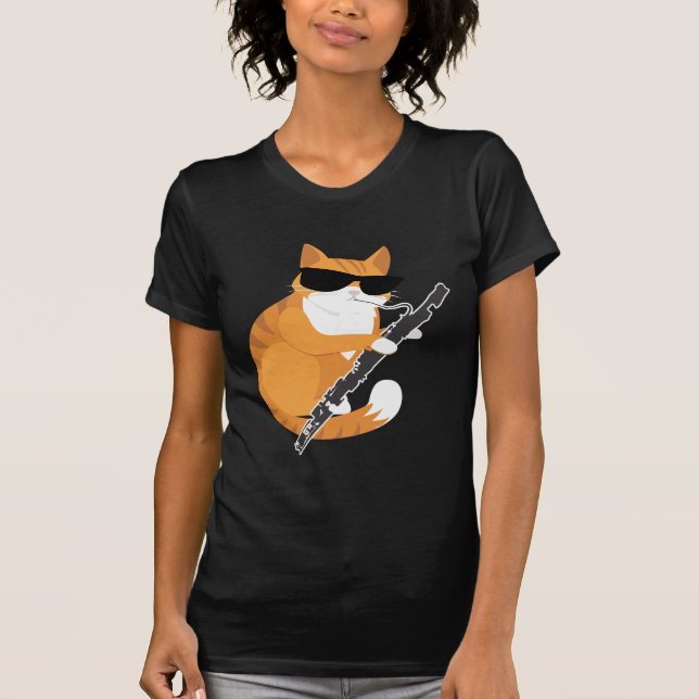 Camiseta Músico Bassón de gafas de sol de gato (Anverso)