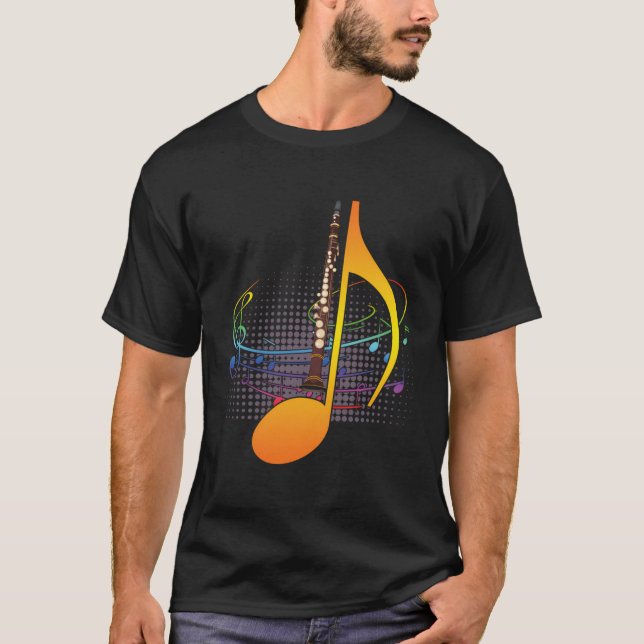 Camiseta Músico Clarinet Nota musical Hoodie Clarinetista (Anverso)