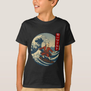 Camiseta Músico clical Mozart Ukiyo-e Surfing Katakana