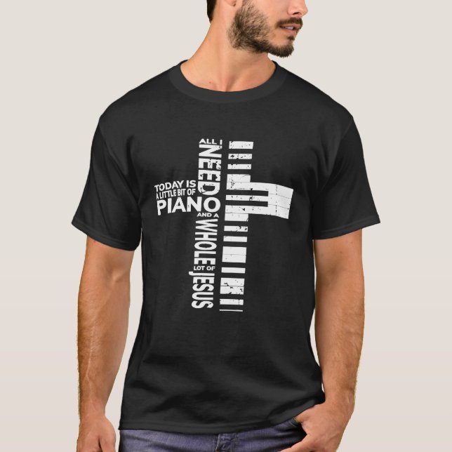 Camiseta Músico de banda cristiana Rock Piano Premium (Anverso)