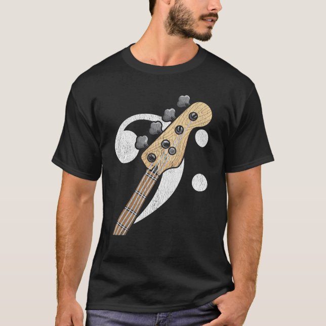 Camiseta Músico de Bass Clef Guitar Bass Player (Anverso)