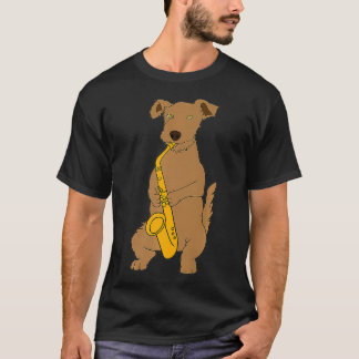 Camiseta Músico de Cachorro Gracioso de Jazz Dog Saxofón