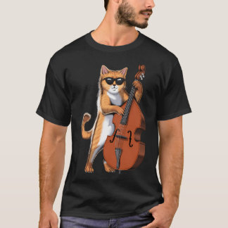 Camiseta Músico de contrabajo felino