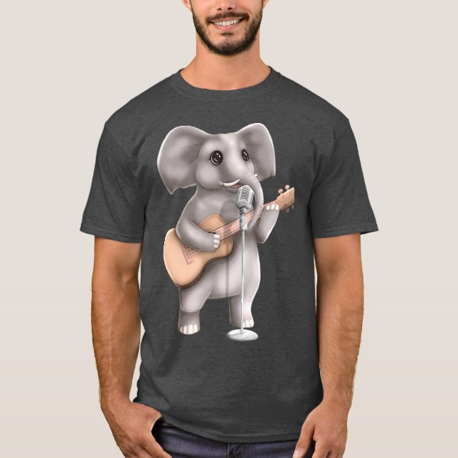 Camiseta Músico de elefante cantante de guitarra (Anverso)