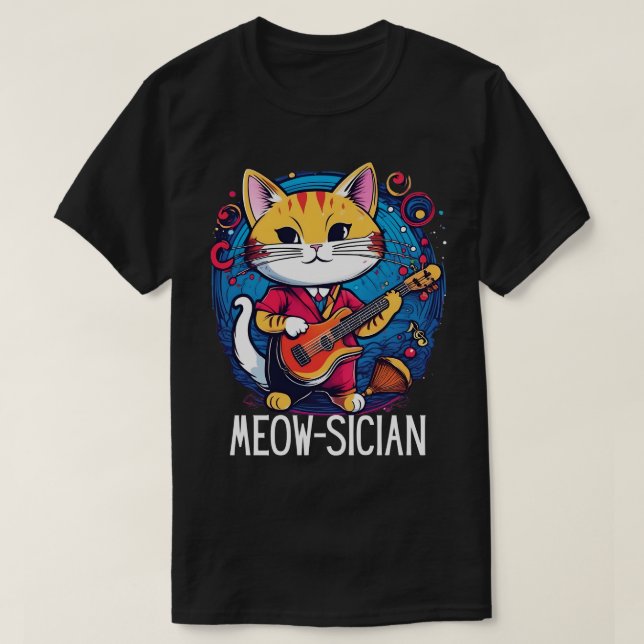 Camiseta Músico de Gato divertido Meowsician guitarra music (Diseño del anverso)