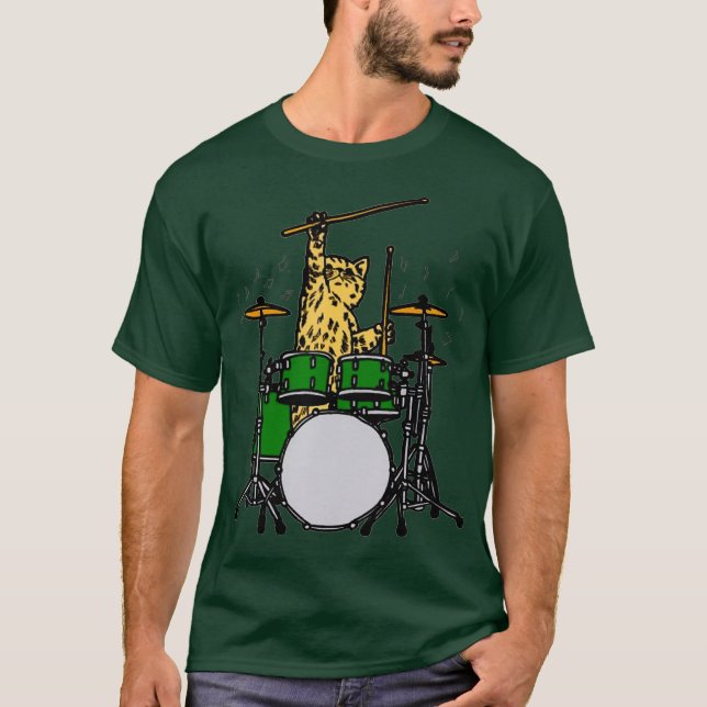 Camiseta Músico De Gato Drummer Amante De La Música (Anverso)