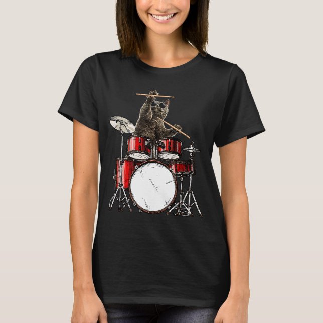 Camiseta Músico de gato tamborilero tambora a gatito (Anverso)