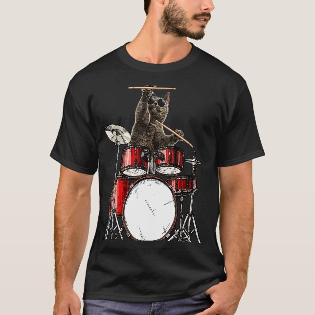 Camiseta Músico de gato tamborilero tambora a gatito (Anverso)