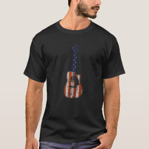 Camiseta Músico de guitarrista acústico Bandera estadounide