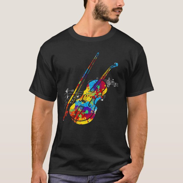 Camiseta Músico de instrumentos de cadena de violín colorid (Anverso)