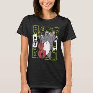 Camiseta Músico de jazz de doble trasero de gato contrabass