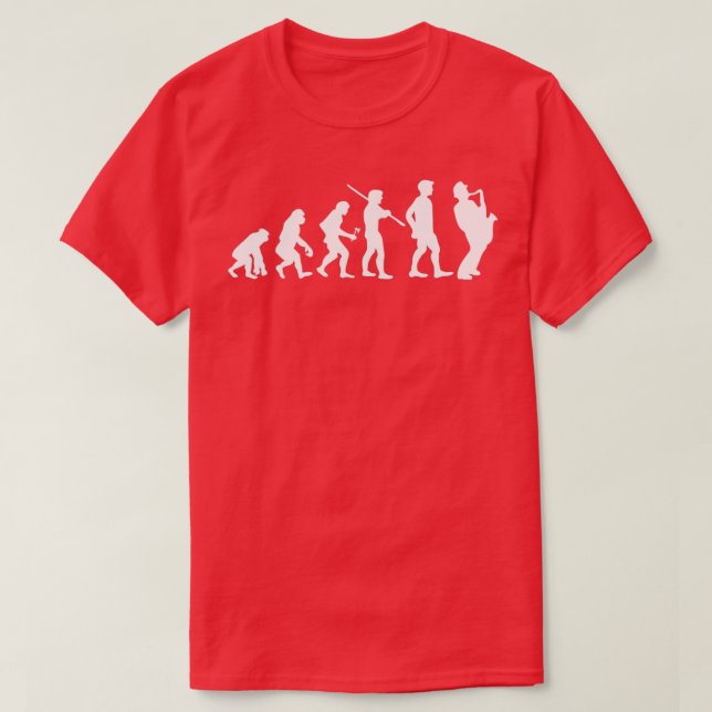 Camiseta Músico de jugador saxofón de evolución humana (Diseño del anverso)