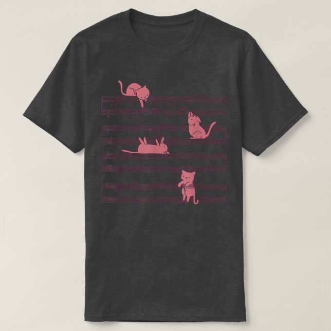 Camiseta Músico de música de gatos y hojas (Diseño del anverso)