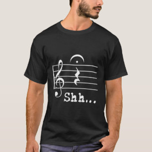 Camiseta Músico de Nota Musical Shh Quer Rest Fermata