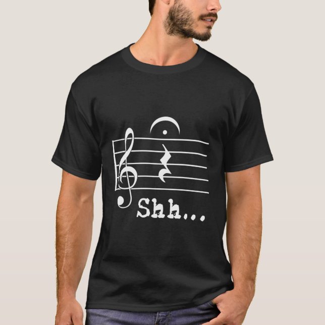 Camiseta Músico de Nota Musical Shh Quer Rest Fermata (Anverso)