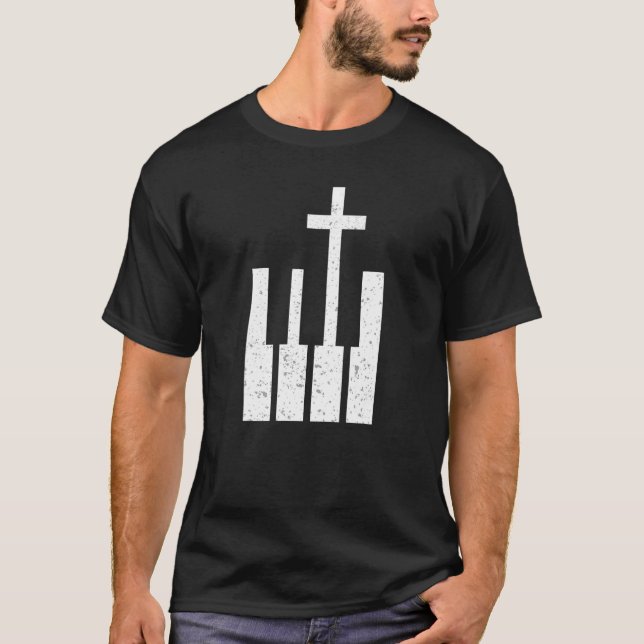Camiseta Músico de religión piano (Anverso)