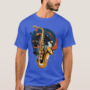 Camiseta Músico de Saxofón de Jazz Arte Abstracto Colorido
