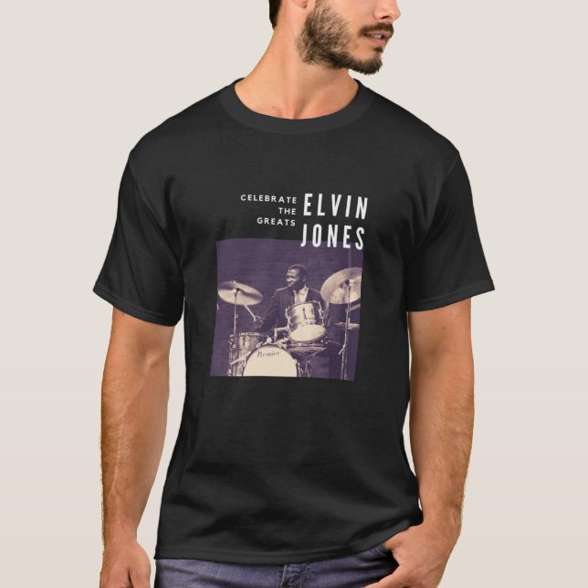 Camiseta Músico de tambor de jazz Elvin Jones (Anverso)