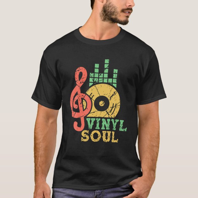 Camiseta Músico de Vinyl Soul Old School DJ Turntables (Anverso)