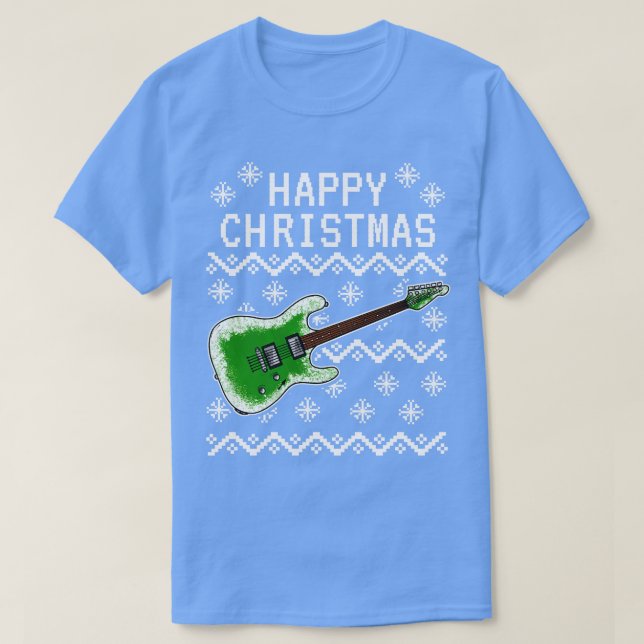 Camiseta Músico guitarista de guitarra eléctrica Navidades  (Diseño del anverso)