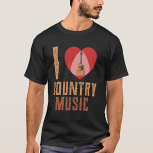 Camiseta Músico I Love Country Music Folk Style Western