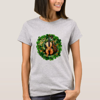 Camiseta Músico Irlandés Instrumentos de Cuerda en Trébol V