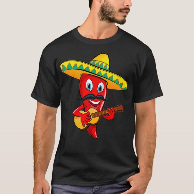 Camiseta Músico mexicano de guitarra Chili Mariachi Premium (Anverso)