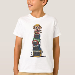 Camiseta Músico Mono Rockstar Apilando Amplificadores Niños